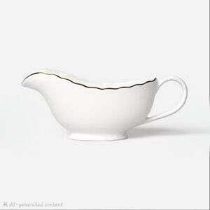 Threshold White Porcelain Sauce Boat with Gold Accent